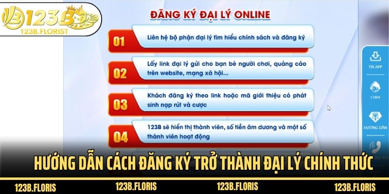 Hướng dẫn cách đăng ký trở thành đại lý chính thức của 123B